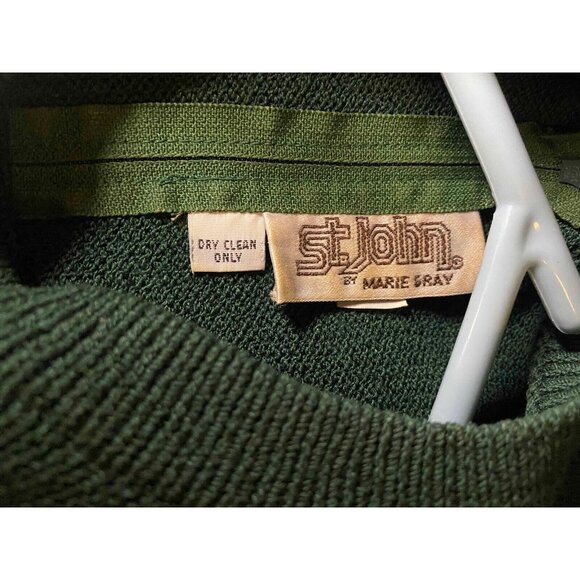Vtg St John Sweater Marie Gray Green Womens 12 Crewneck - Picture 3 of 10